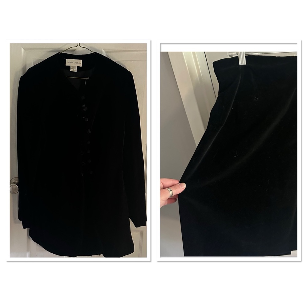 Black Velvet Blazer w/ Matching Black Velvet Skirt